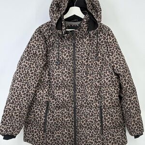 🚜 Arctic Expedition Leopard down Puffer Jacket removable hood🧷